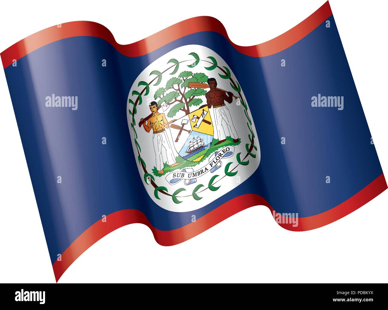 Pavillon du Belize, vector illustration sur fond blanc Illustration de Vecteur