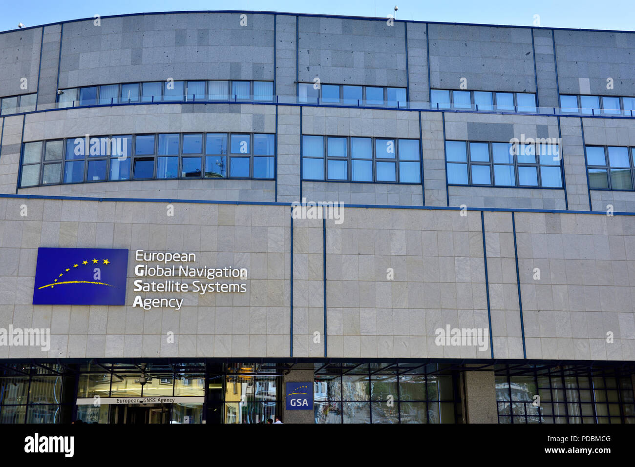 Les systèmes mondiaux de navigation par satellite européen Office building, Prague, République Tchèque Banque D'Images