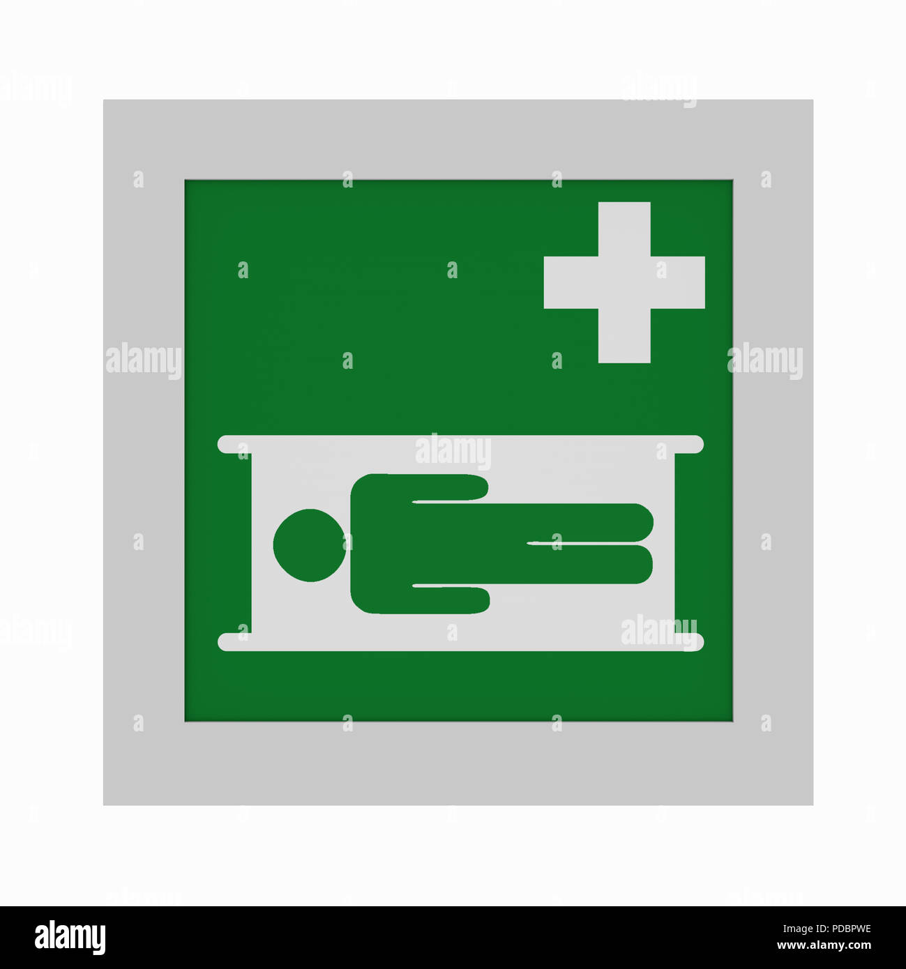 Signes échappement actuelle selon l'ASR A1.3 : civière. Vue avant, 3D Rendering Banque D'Images Signes échappement actuelle selon l'ASR A1.3 : civière. Vue avant, 3D Rendering Banque D'Images