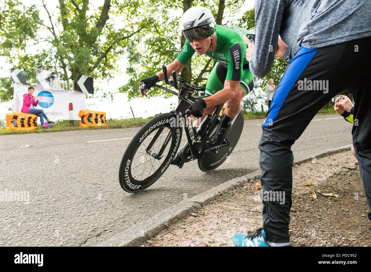 Strathblane, Glasgow, Scotland, UK - 8 août 2018 : European Championships mens vélo time trial - Ryan Mullen de l'Irlande par excès de crédit : Kay Roxby Strathblane/Alamy Live News Banque D'Images
