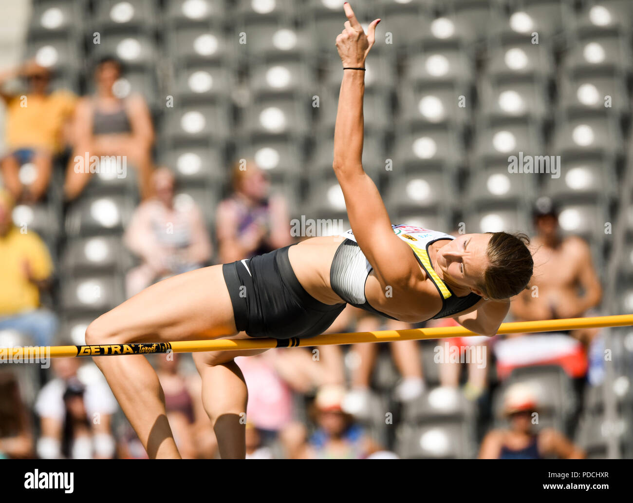 Berlin, Allemagne. 09Th Aug 2018. L'athlétisme, championnat d'Europe, de l'heptathlon, femmes, saut en hauteur. Mareike Arndt de Allemagne Sauts. Crédit : Bernd Thissen/dpa/Alamy Live News Banque D'Images