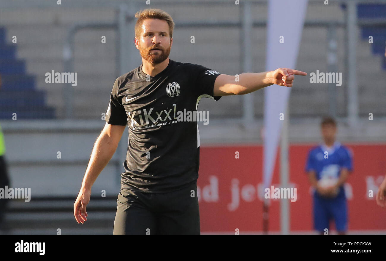 Duisburg, Allemagne. Le 08 août, 2018. Duisburg, Allemagne le 8 août 2018, 3e journée de ligue 3, KFC Uerdingen 05 vs SV Meppen : Thilo Leugers (SVM) les gestes. Credit : Juergen Schwarz/Alamy Live News Banque D'Images