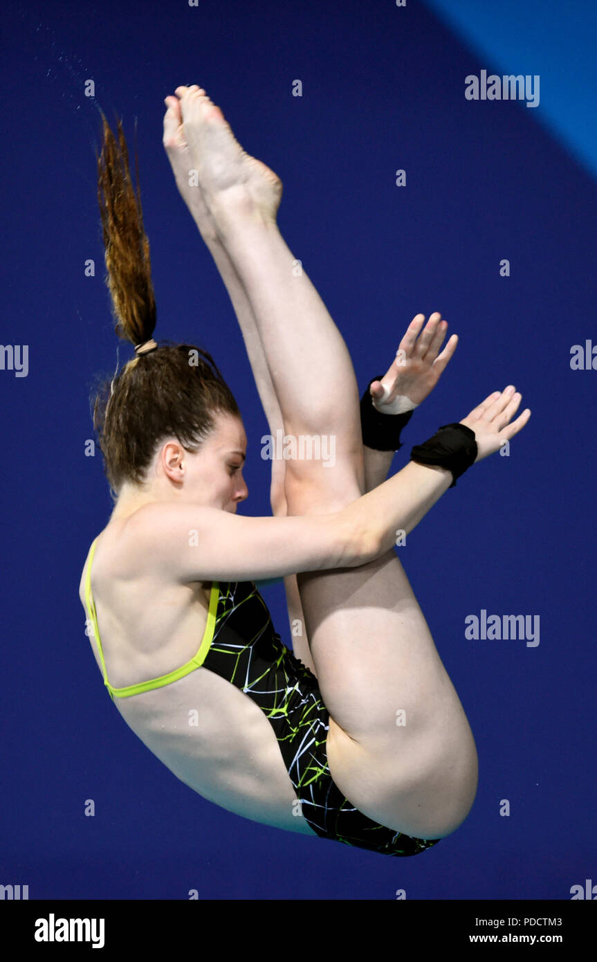 Elena de l'Allemagne dans la Women's Wassen 10m plate-forme pendant sept jour final du championnat d'Europe 2018 à Scotstoun Sports, Glasgow Banque D'Images