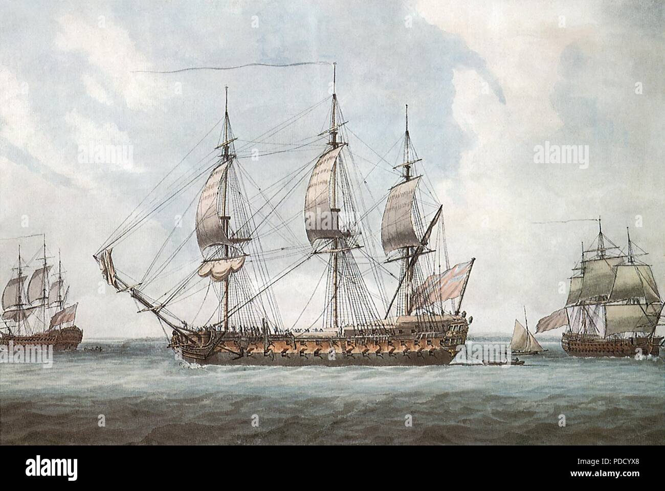 Un navire de 74 canons dans le Solent, Serres, Dominique, 1788. Banque D'Images