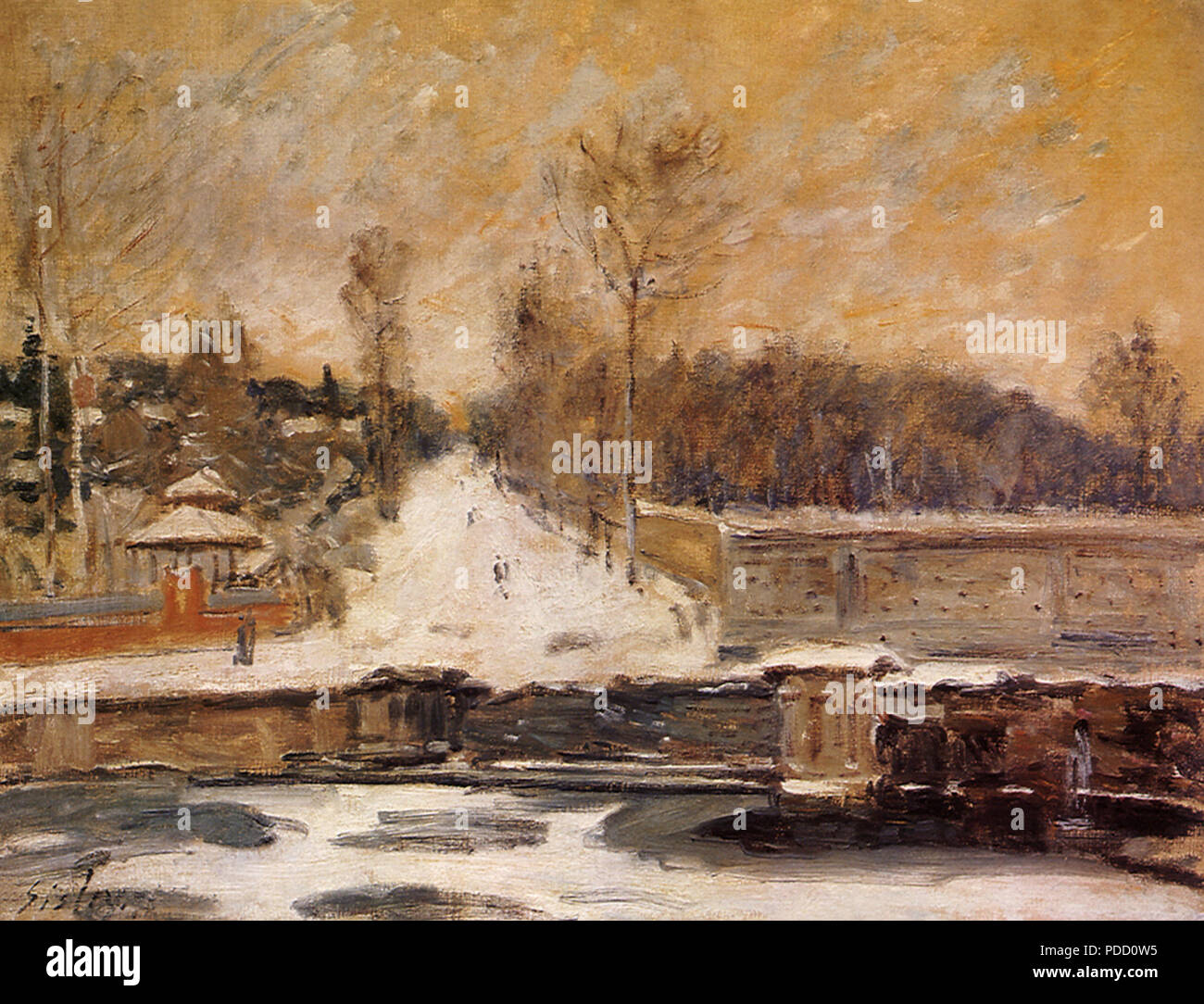 Scène d'hiver par la rivière, Sisley, Alfred, 1875. Banque D'Images