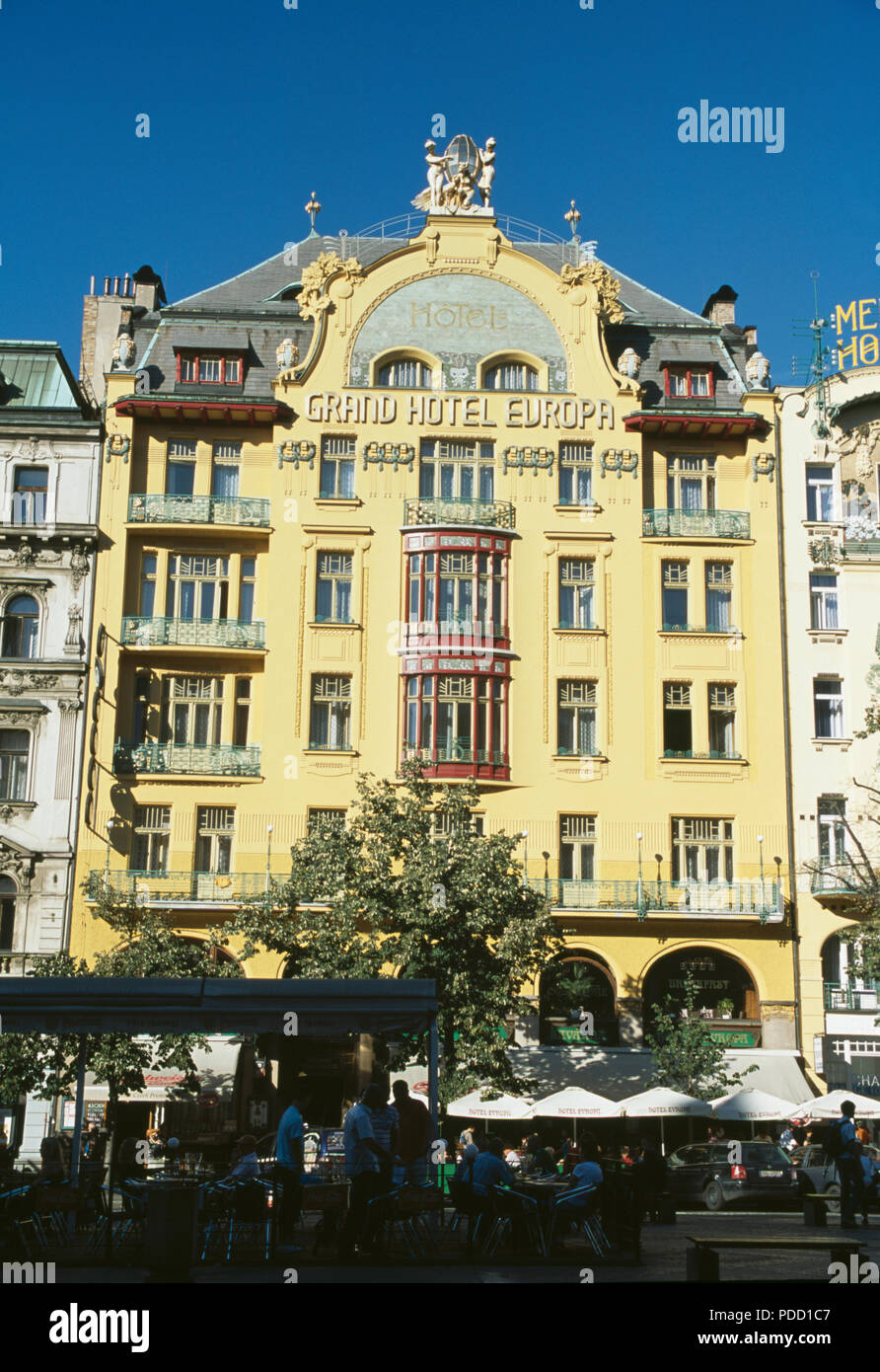 Le Grand Hotel Europa à la place Wenceslas de Prague Banque D'Images