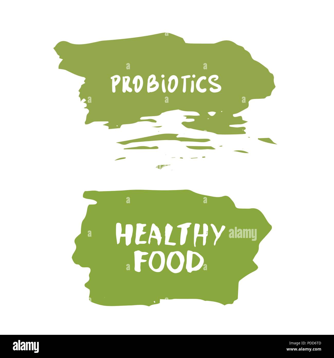 Les probiotiques et d'aliments sains isolés des bannières avec lettrage. Vector illustration. Illustration de Vecteur