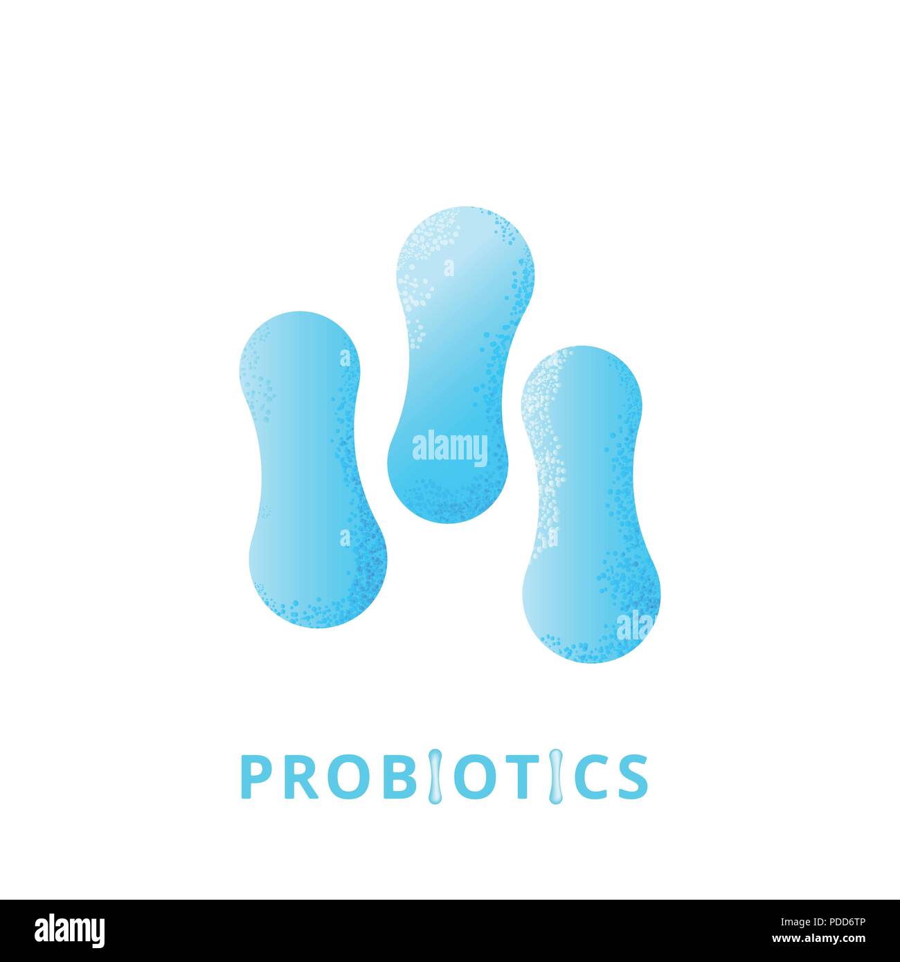 Les bactéries probiotiques emblème. Les bactéries thérapeutiques les organismes. La nutrition saine ingredien avec lettrage. Vector illustration. Illustration de Vecteur