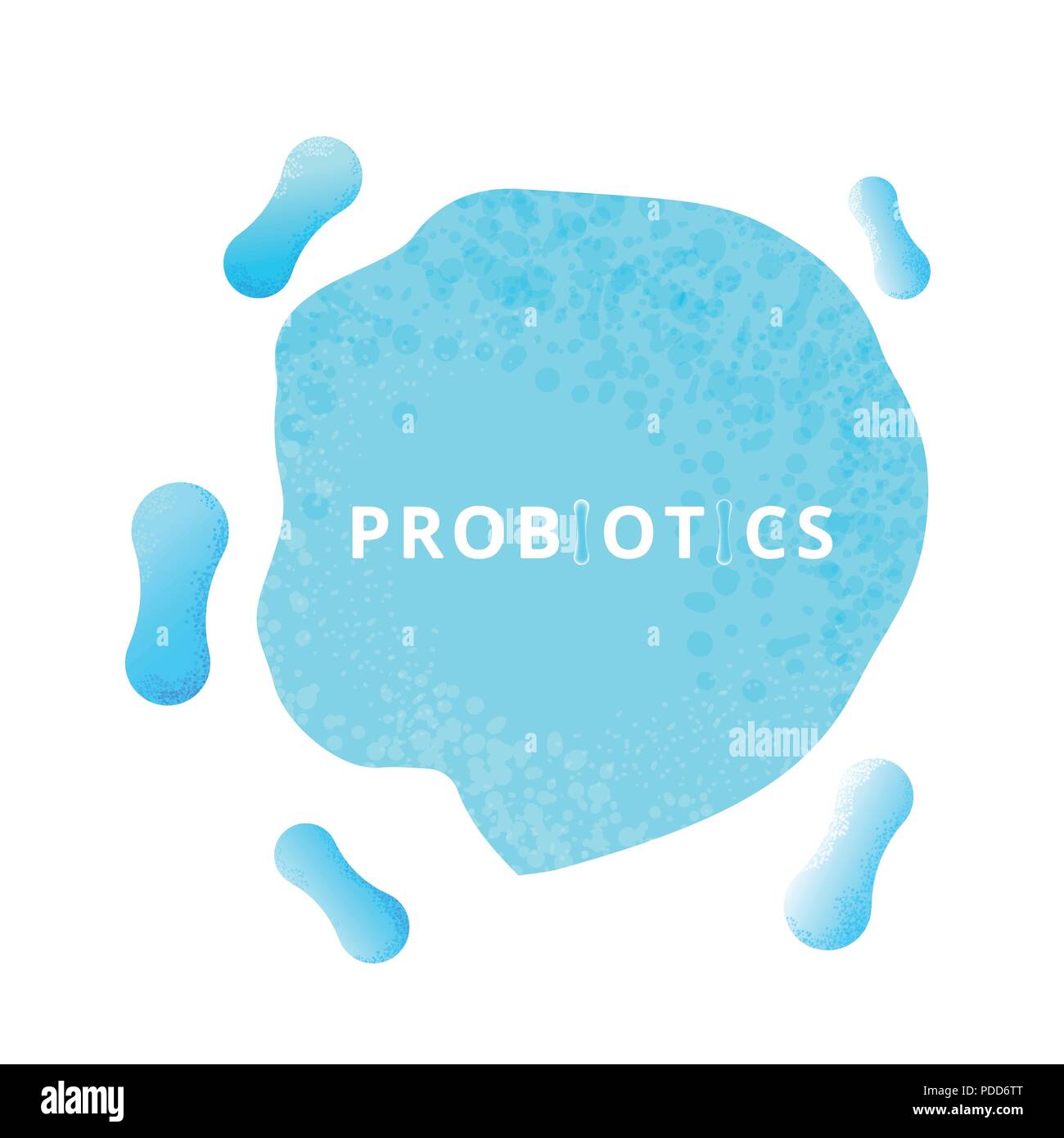Les bactéries probiotiques. Les bactéries thérapeutiques les organismes. La nutrition saine ingredien avec lettrage. Vector illustration. Illustration de Vecteur