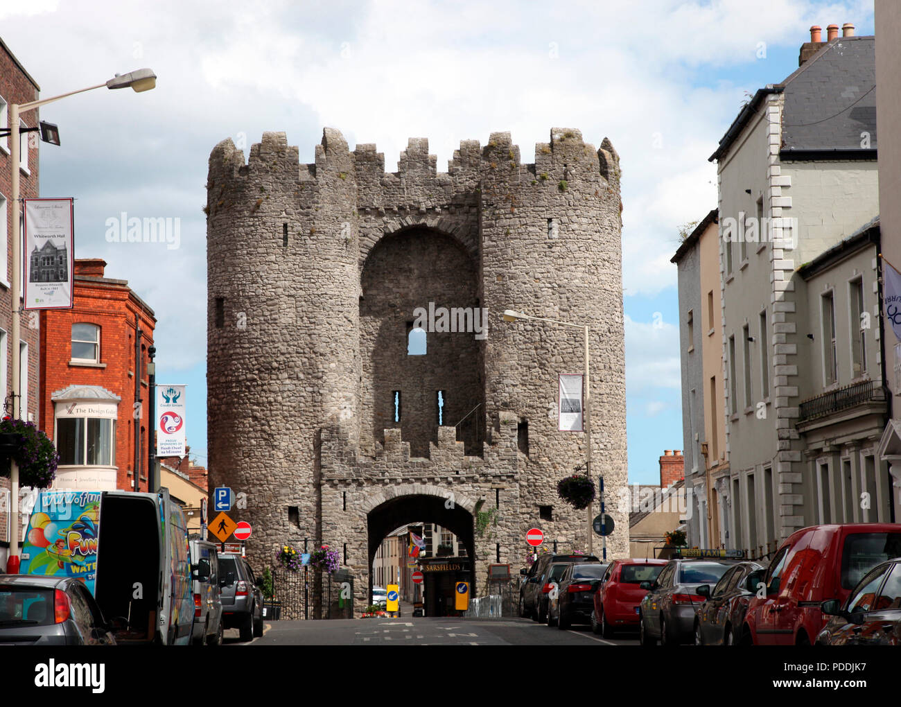 St Laurence Gate, Norman barbican construit en 1280, dans le comté de Louth Drogheda, Irlande Banque D'Images