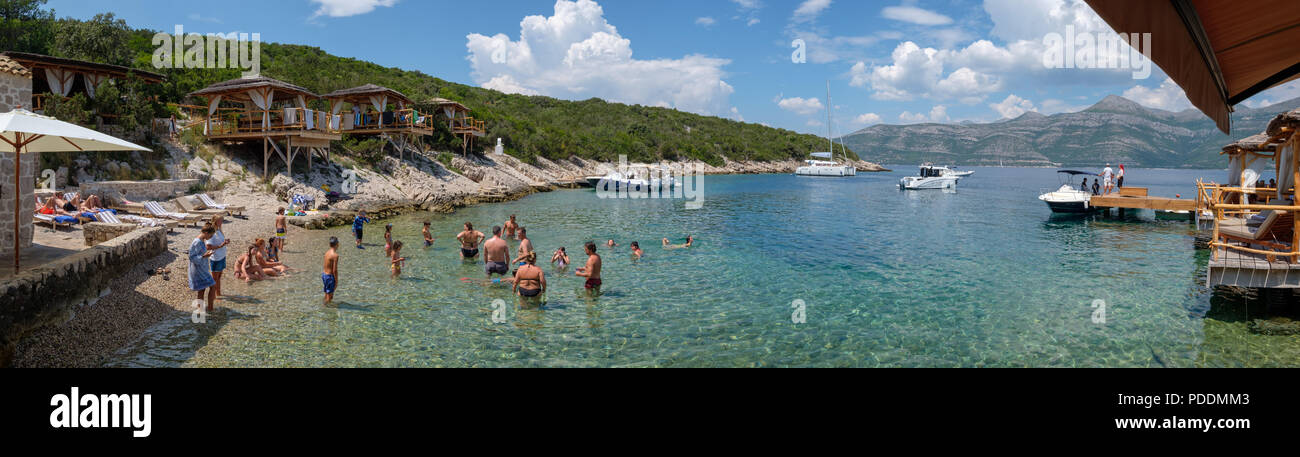 BOWA restaurant sur l'île de Sipan, îles Elaphites, près de Dubrovnik, Croatie, Europe Banque D'Images