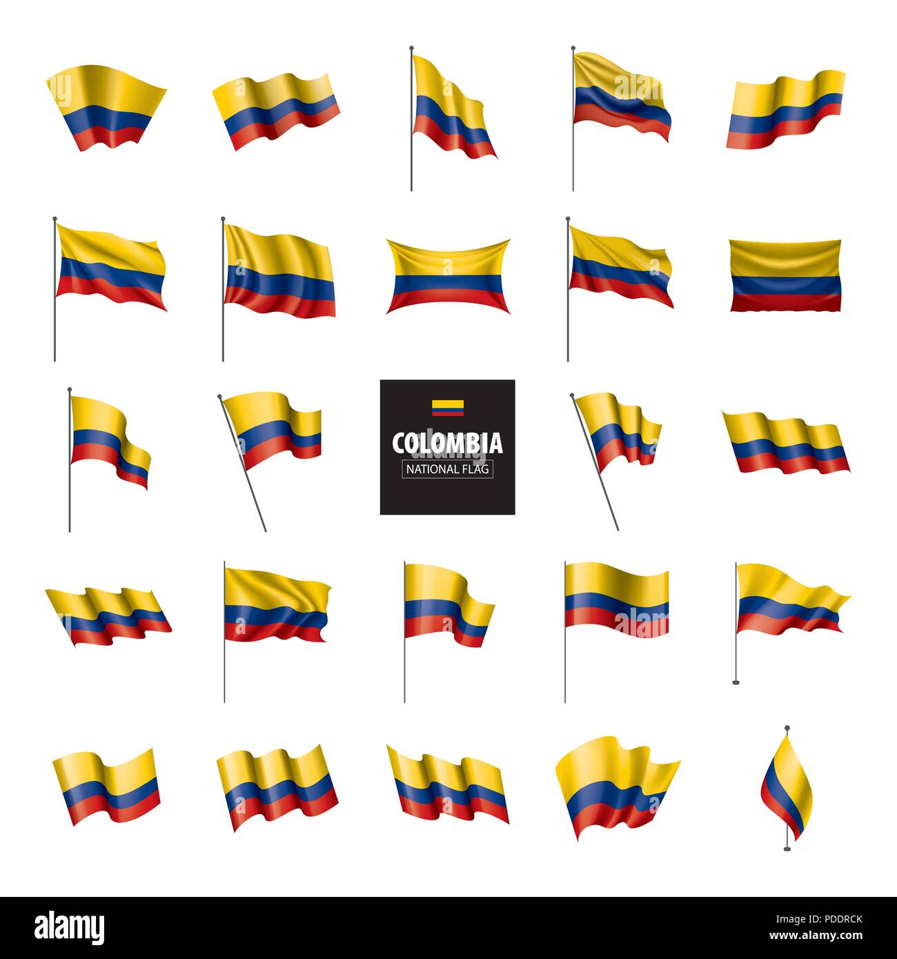 Colombie drapeau, vector illustration sur fond blanc Illustration de Vecteur