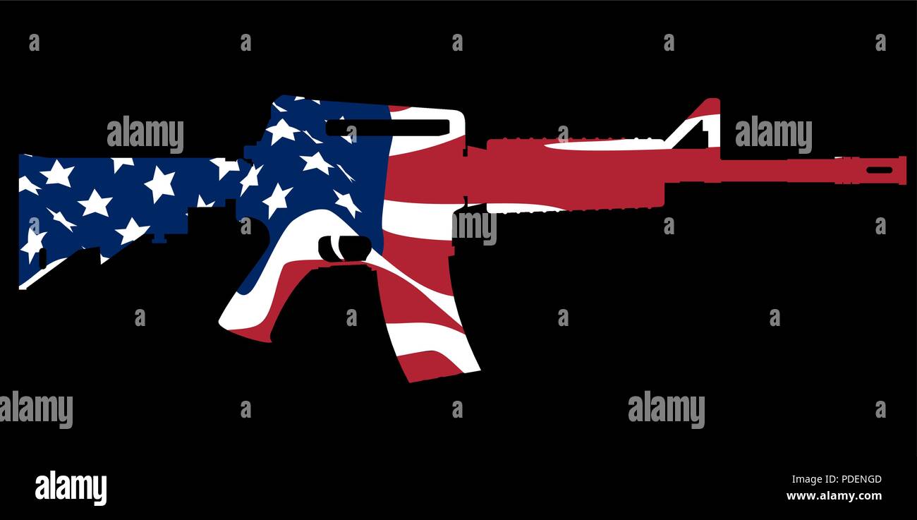 Fusil d'assaut et d'un drapeau Illustration de Vecteur