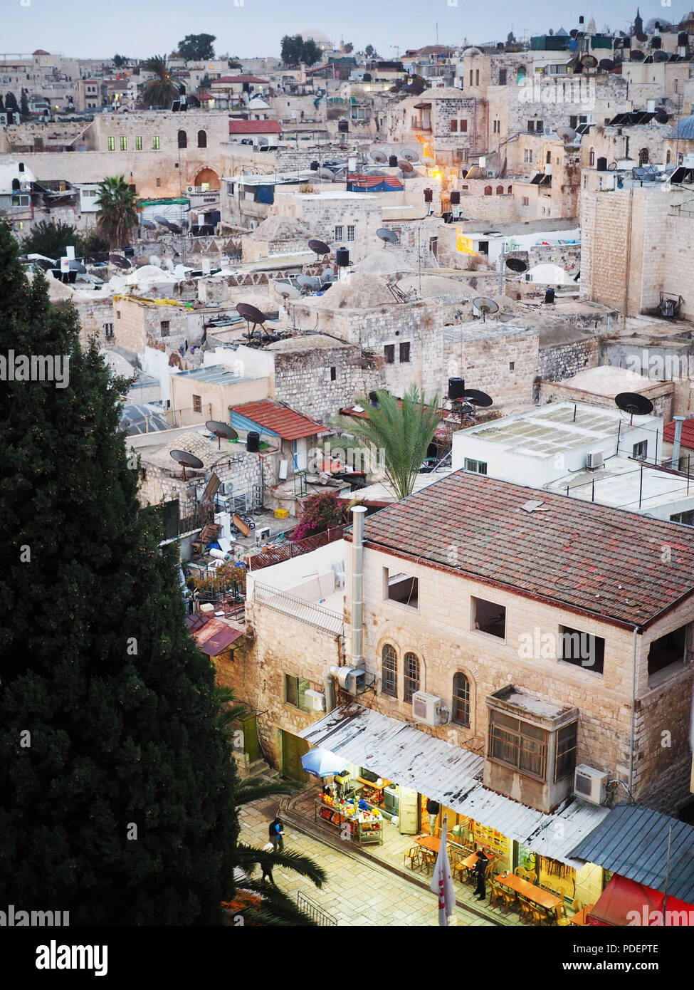 La vieille ville de Jérusalem à partir de l'Hospice Autrichien, Jérusalem, Israël Banque D'Images