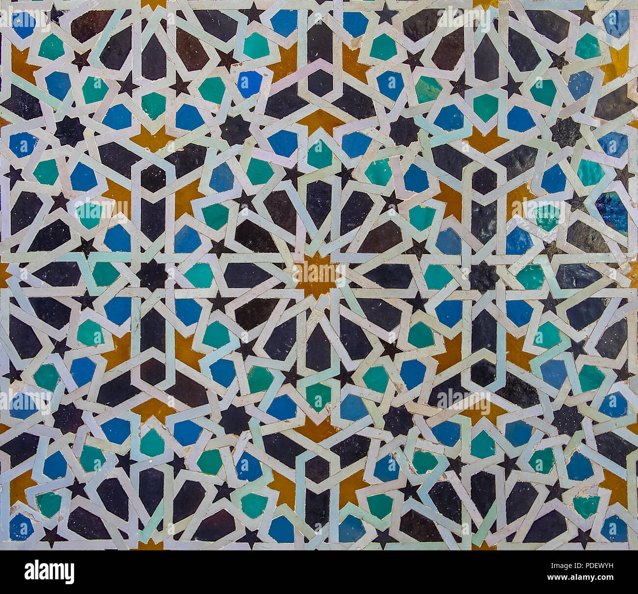 Modèle de tuile marocain dans un Riad Fes Maroc Banque D'Images