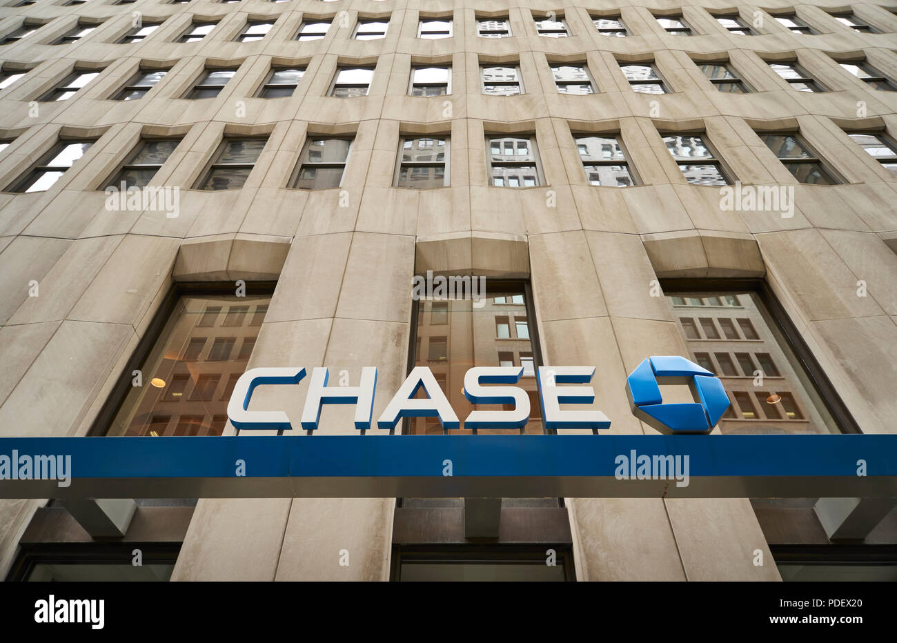 JP Morgan Chase Bank facade sur Broadway 65 Canyon of Heroes Banque D'Images