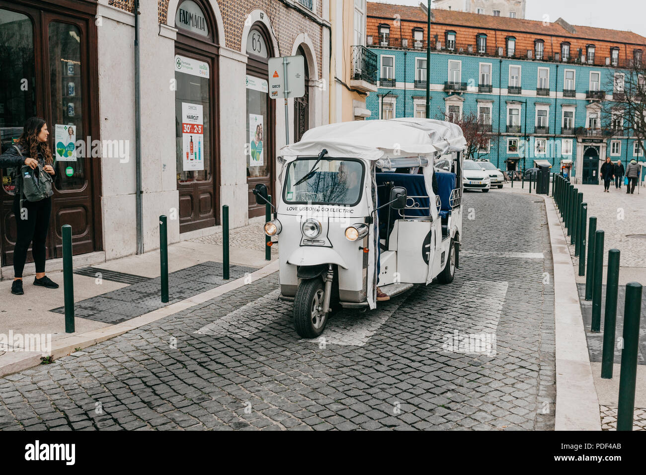 Portugal, Lisbonne, 1 mai 2018 : les transports spéciaux pour le transport de touristes et de visites. Les touristes de loisirs. Banque D'Images