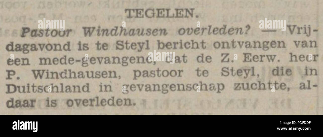 108 Dagblad voor Noord-Limburg Vol 001 no 021 Tegelen Banque D'Images