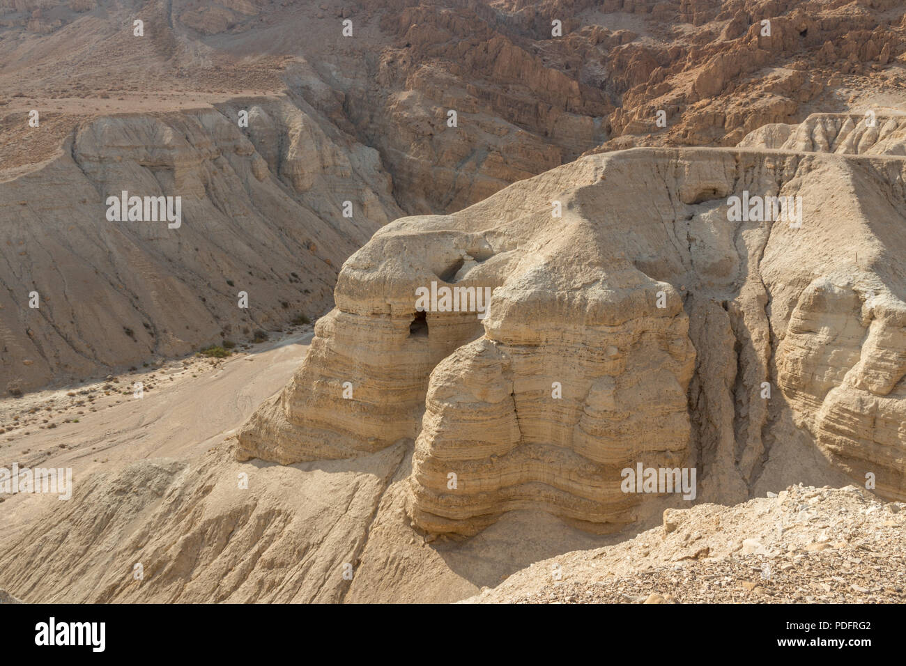 Grottes de Qumrân Le site archéologique historique de la mer Morte en Israël, Moyen-Orient 2017 Banque D'Images