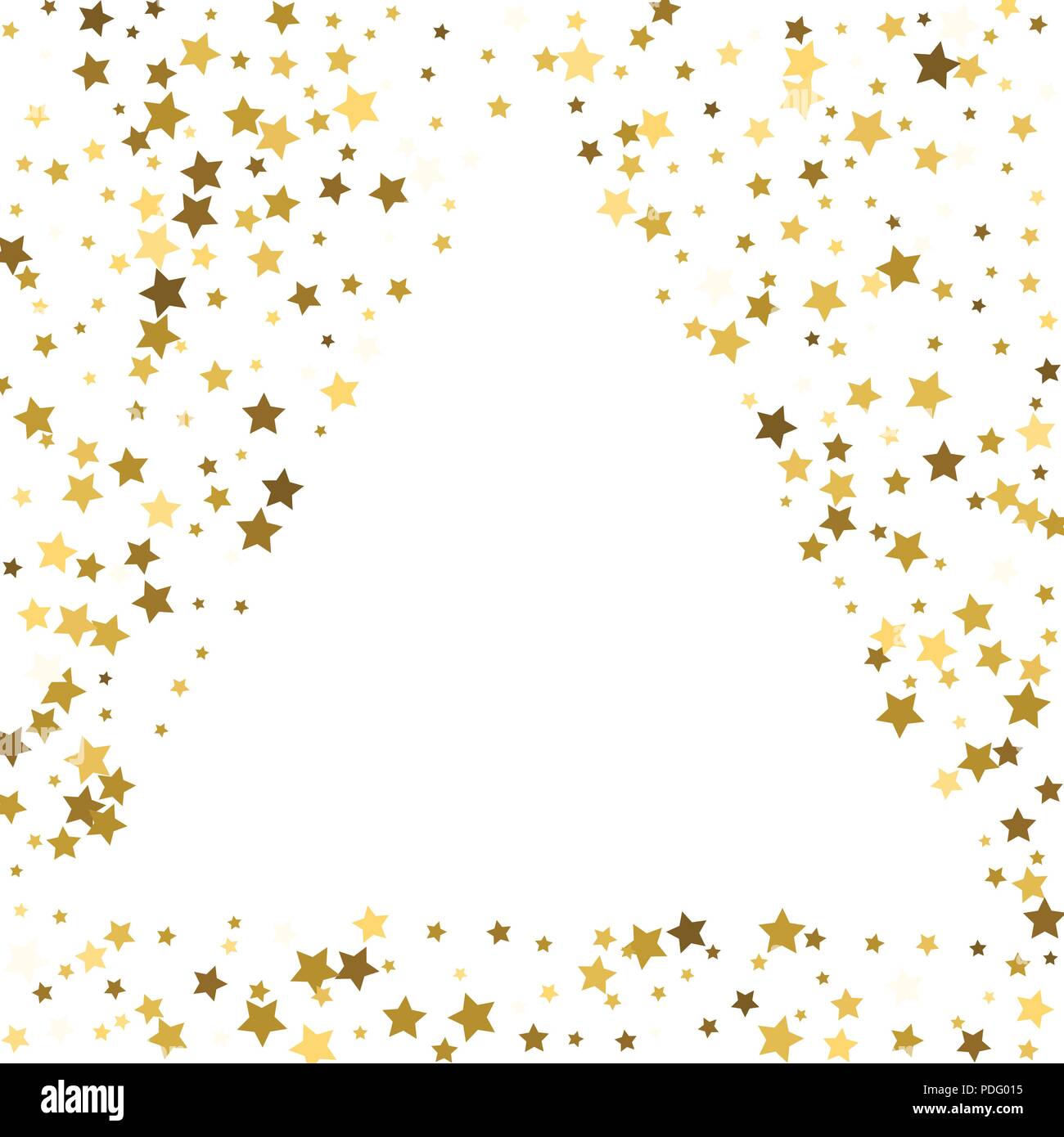 Cadre D Or Ou D Une Bordure De Dispersion Aleatoire Etoiles D Or Sur Fond Blanc L Element De Conception De Banniere De Fete Anniversaire Et Carte De Vœux Carte Postale Wedd Image Vectorielle Stock