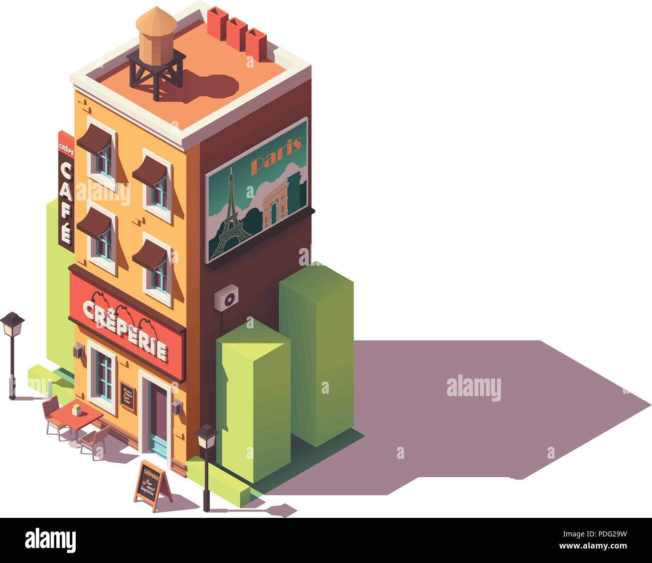 Restaurant crêperie isométrique vectoriel Illustration de Vecteur