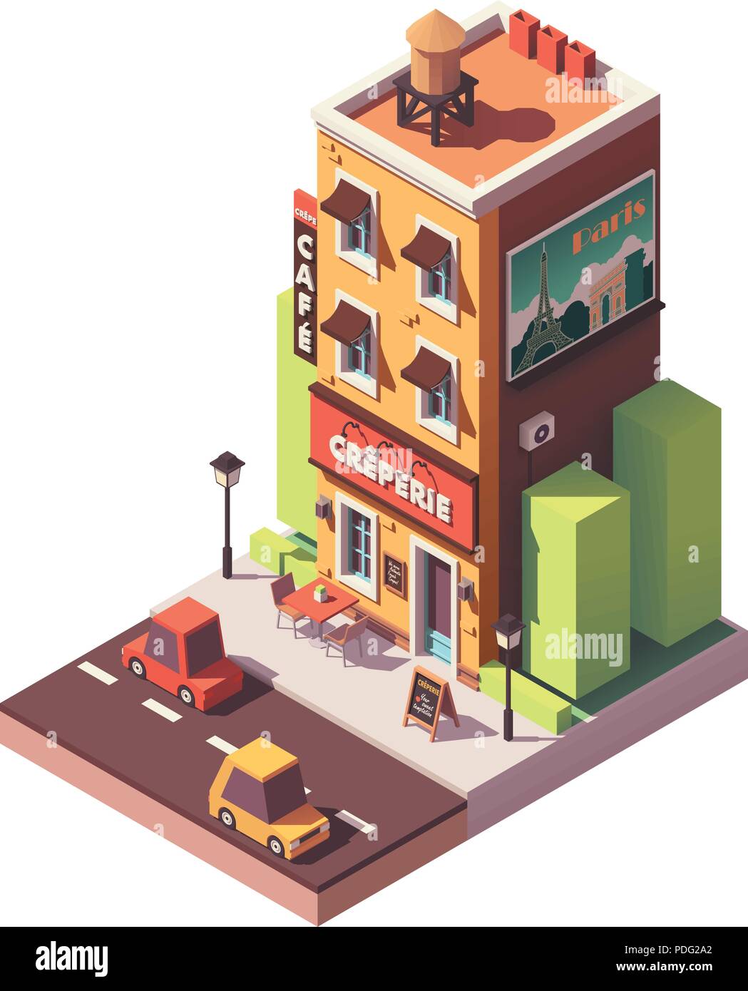 Restaurant crêperie isométrique vectoriel Illustration de Vecteur