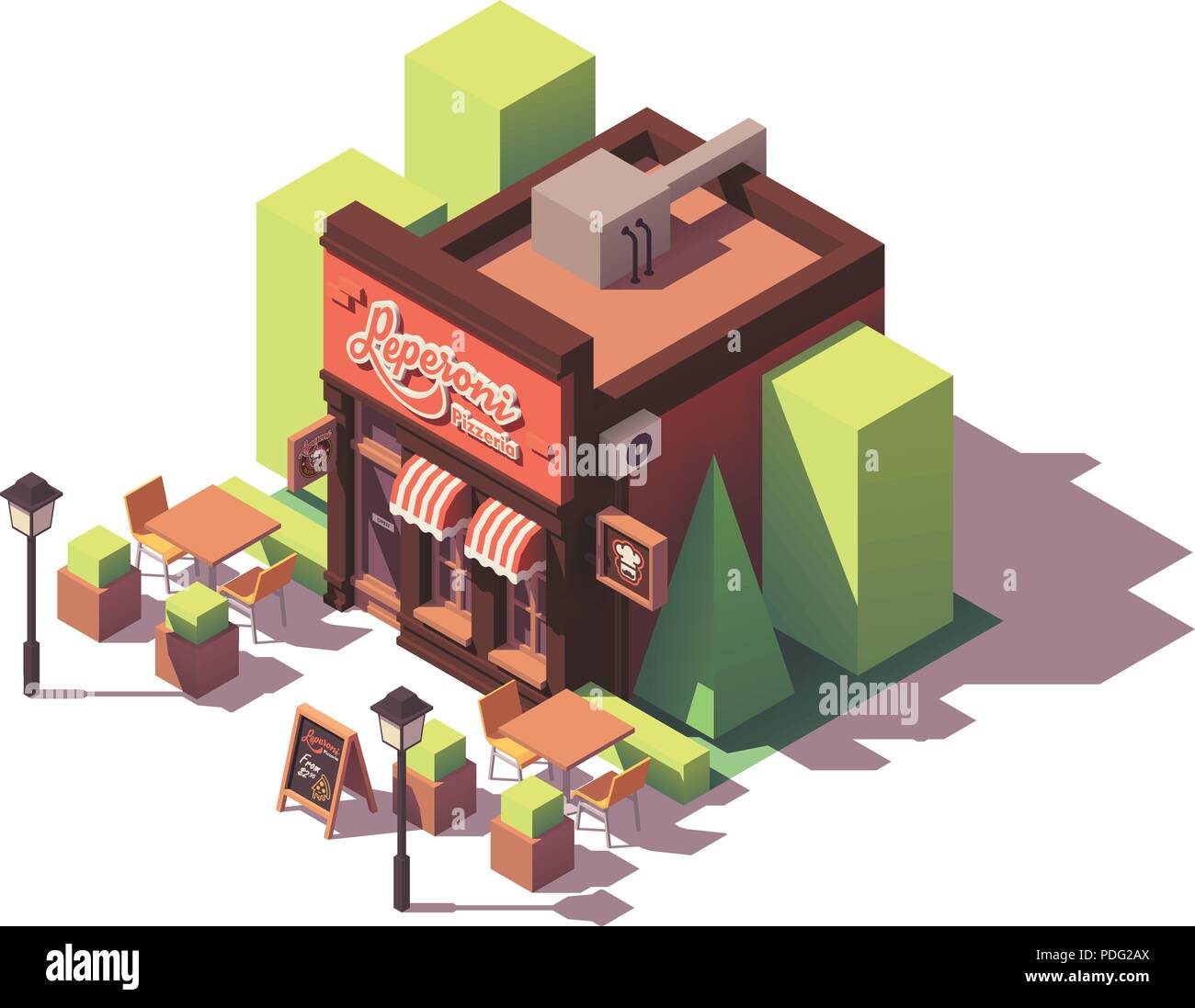 Vector Construction pizzeria isométrique Illustration de Vecteur