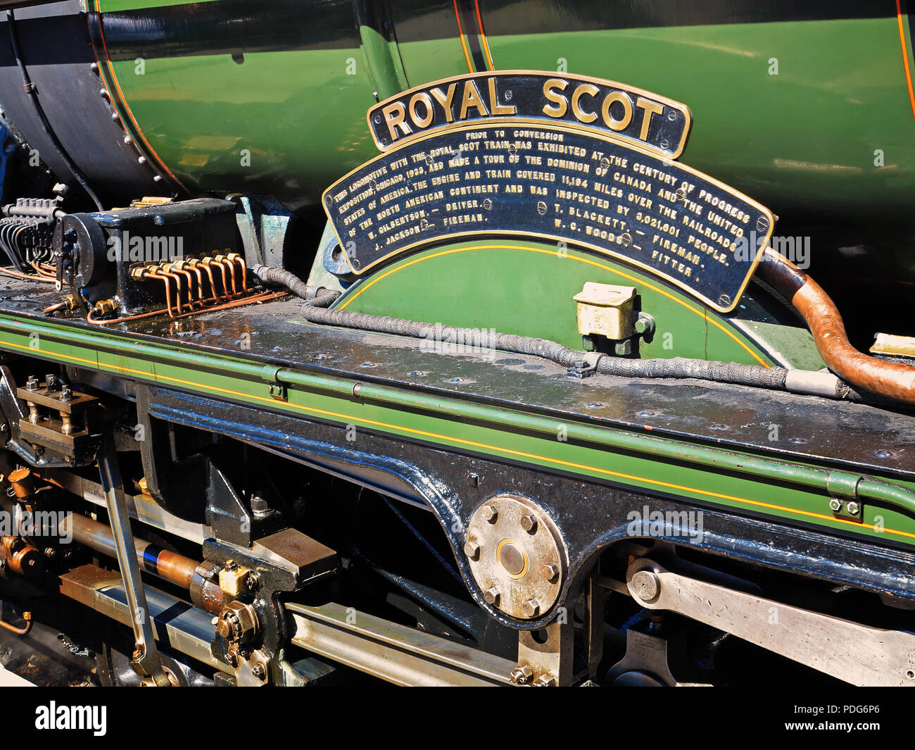 Le célèbre Royal Scot le moteur à Ferme de la Station, Yorkshire Banque D'Images