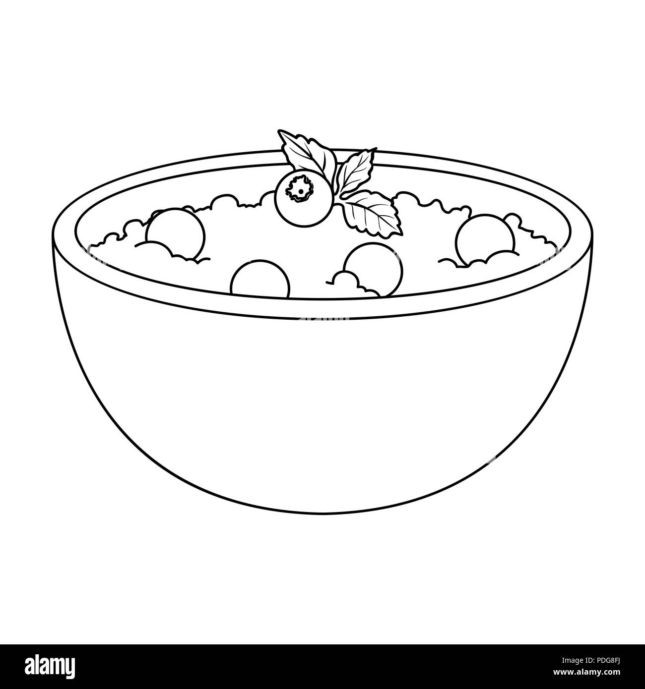 Porridge végétariens délicieux Porridge.pour les végétariens blueberry.Plats végétariens seule icône de style Contour Symbole vecteur illustration web stock. Illustration de Vecteur
