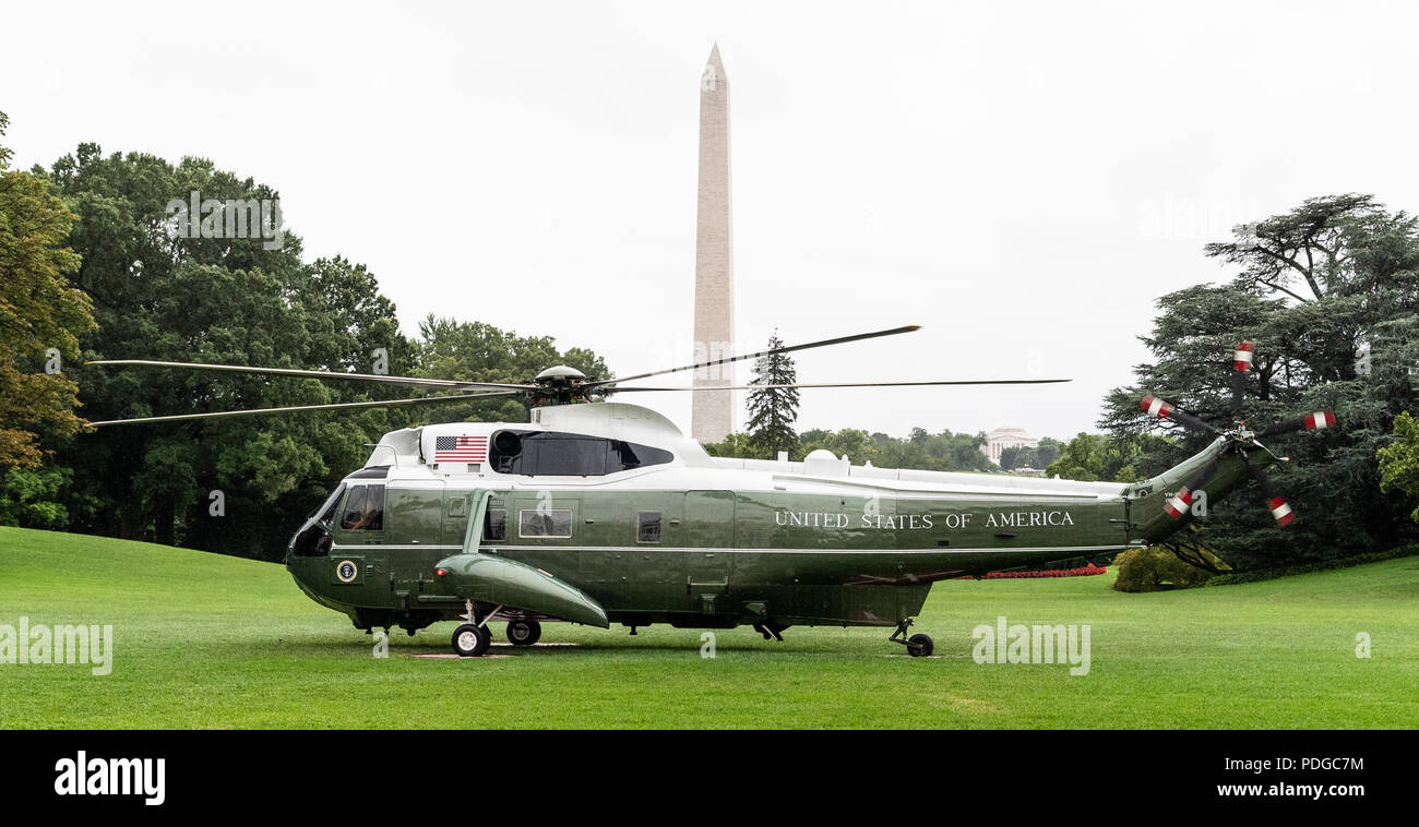Le retour du Président Donald Trump dans la soirée par un hélicoptère de la Marine à la Maison Blanche à Washington, DC Le 24 juillet 2018 Banque D'Images