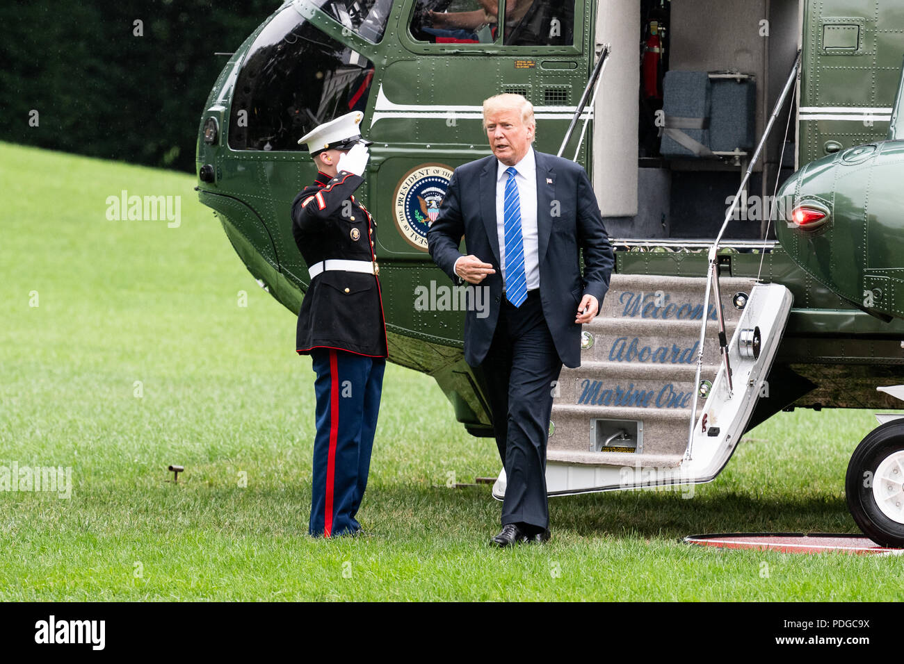 Le retour du Président Donald Trump dans la soirée par un hélicoptère de la Marine à la Maison Blanche à Washington, DC Le 24 juillet 2018 Banque D'Images