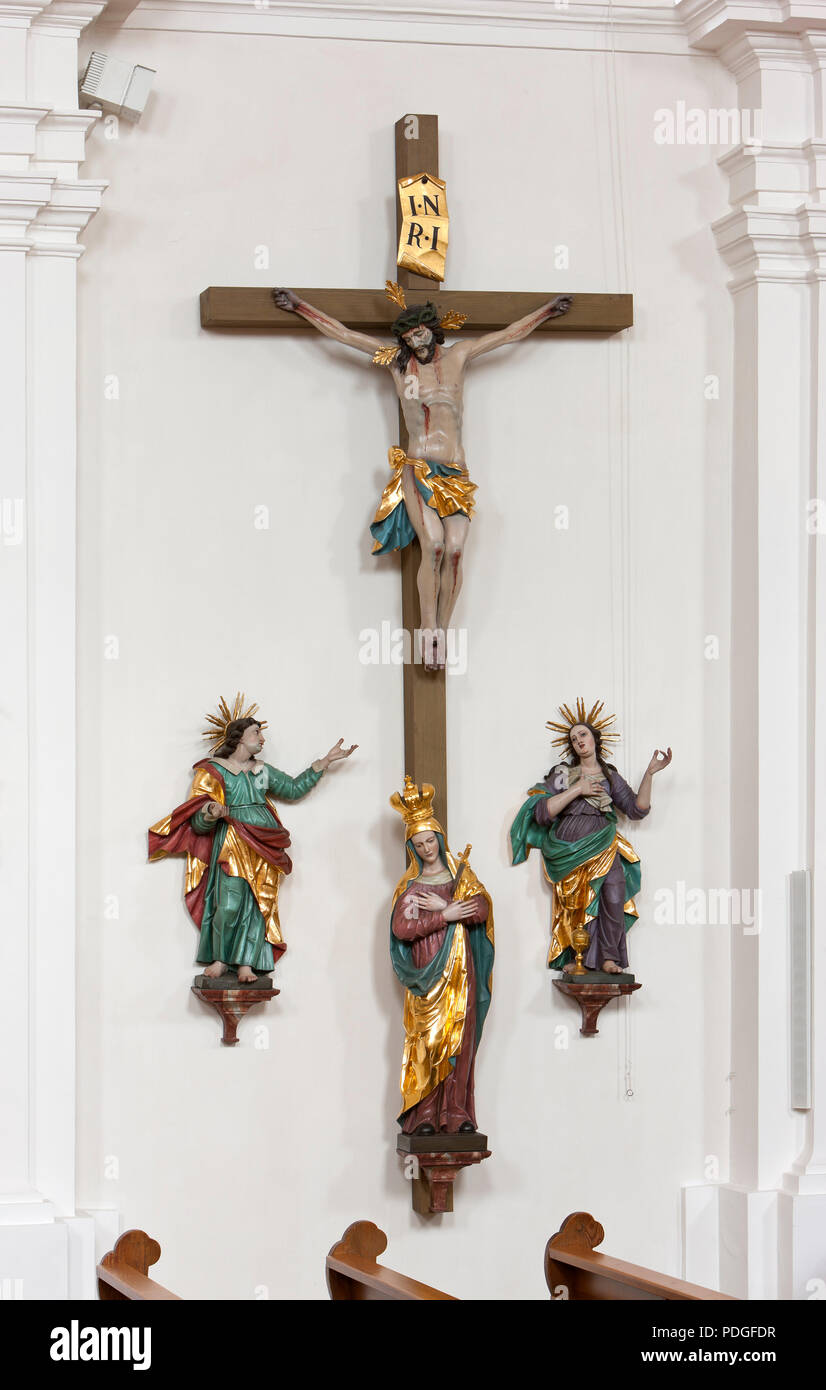 Neustadt an der Waldnaab, Klosterkirche Saint Félix, Barock, Kreuzigungsgruppe Banque D'Images