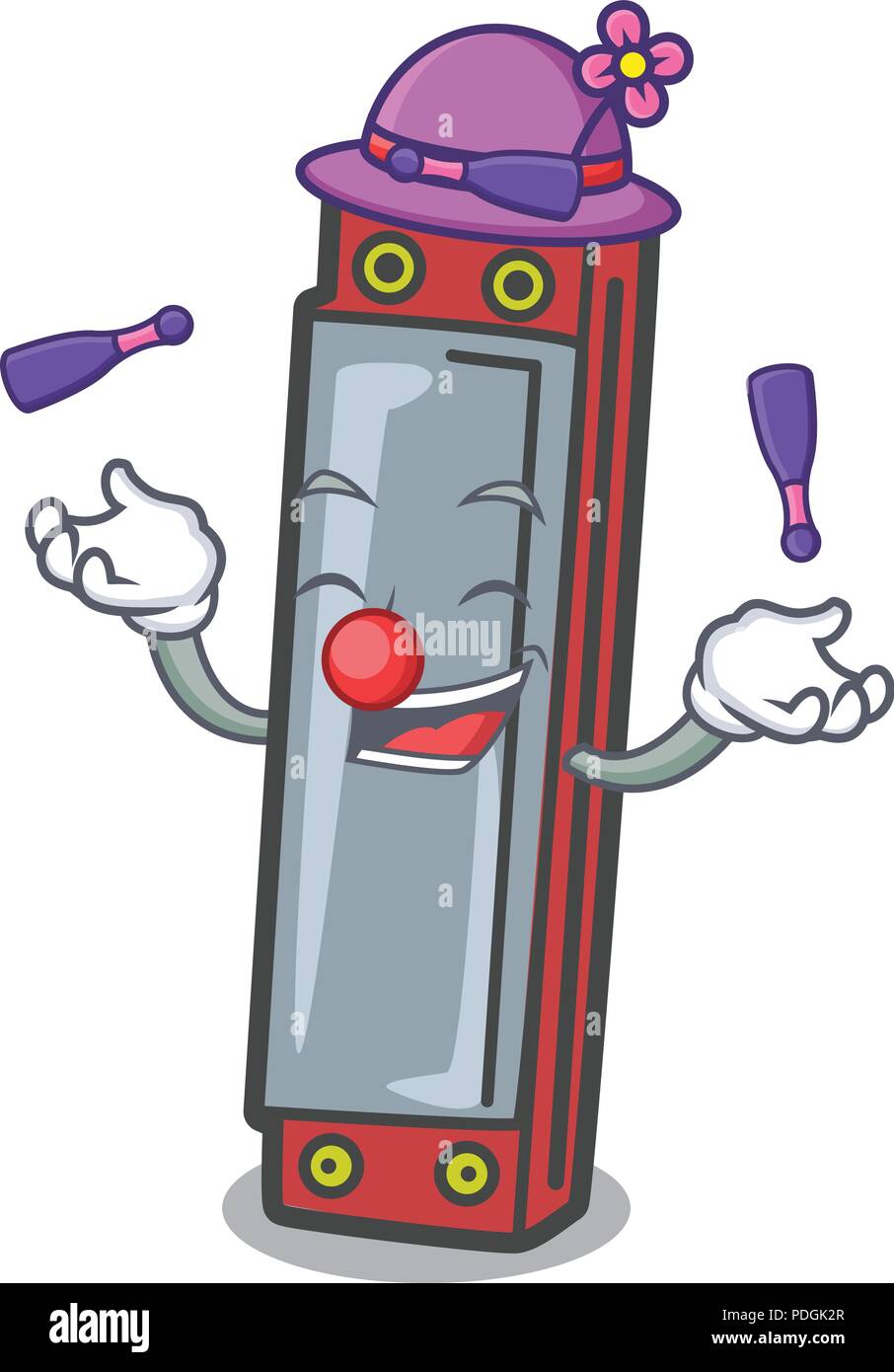 Juggling harmonica mascot cartoon style Illustration de Vecteur