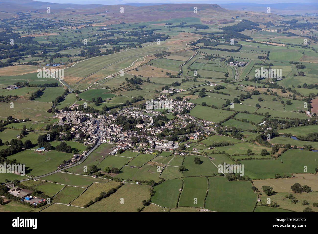 Vue aérienne de la ville de Middleham Richmondshire, Yorkshire du Nord Banque D'Images