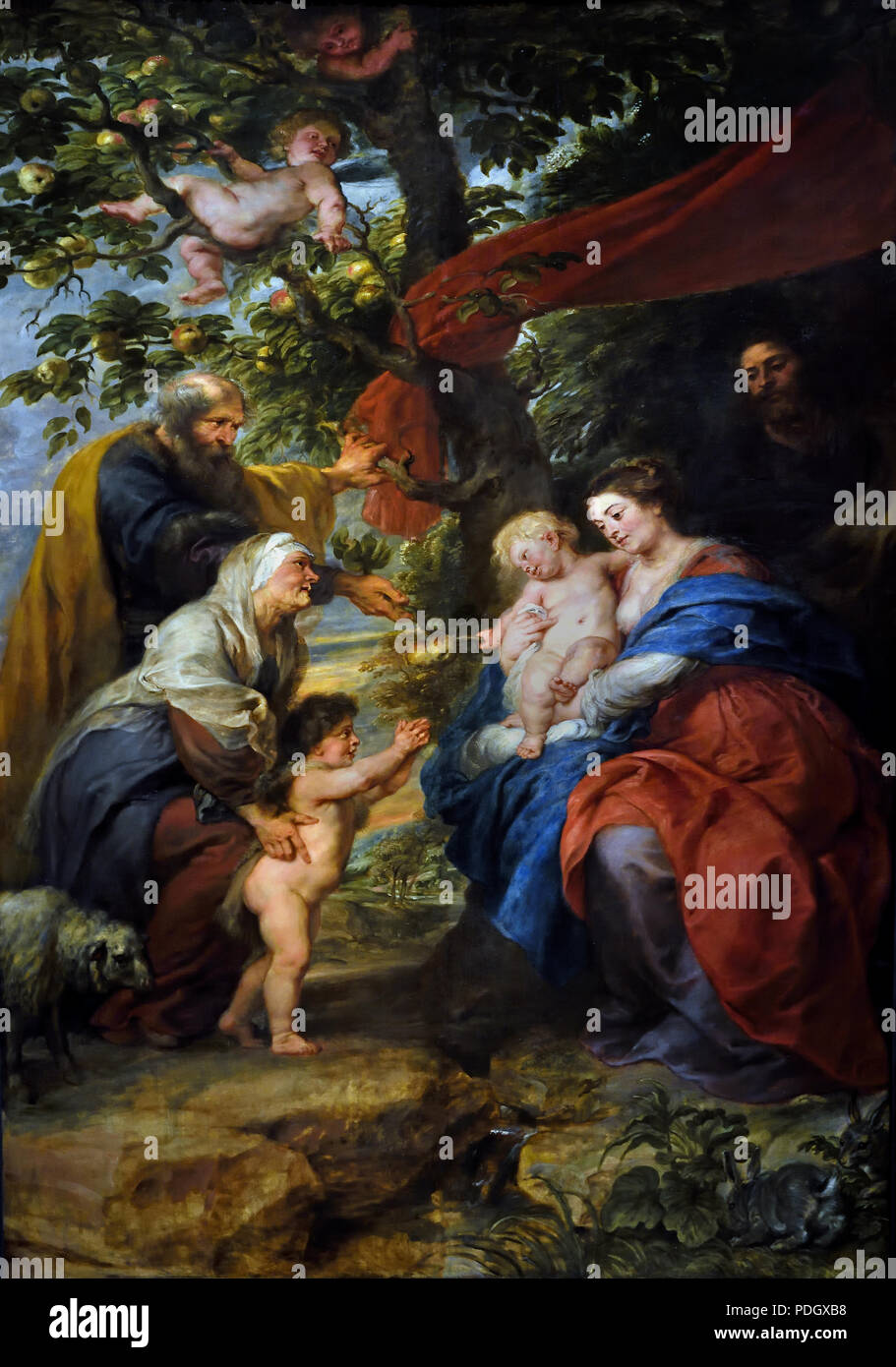 ILDEFONSO-Autel : LA SAINTE FAMILLE SOUS LE POMMIER (EN DEHORS DES AILES) autour de 1630/1632 Peter Paul Rubens (1577-1640) Belgique belge flamande Banque D'Images