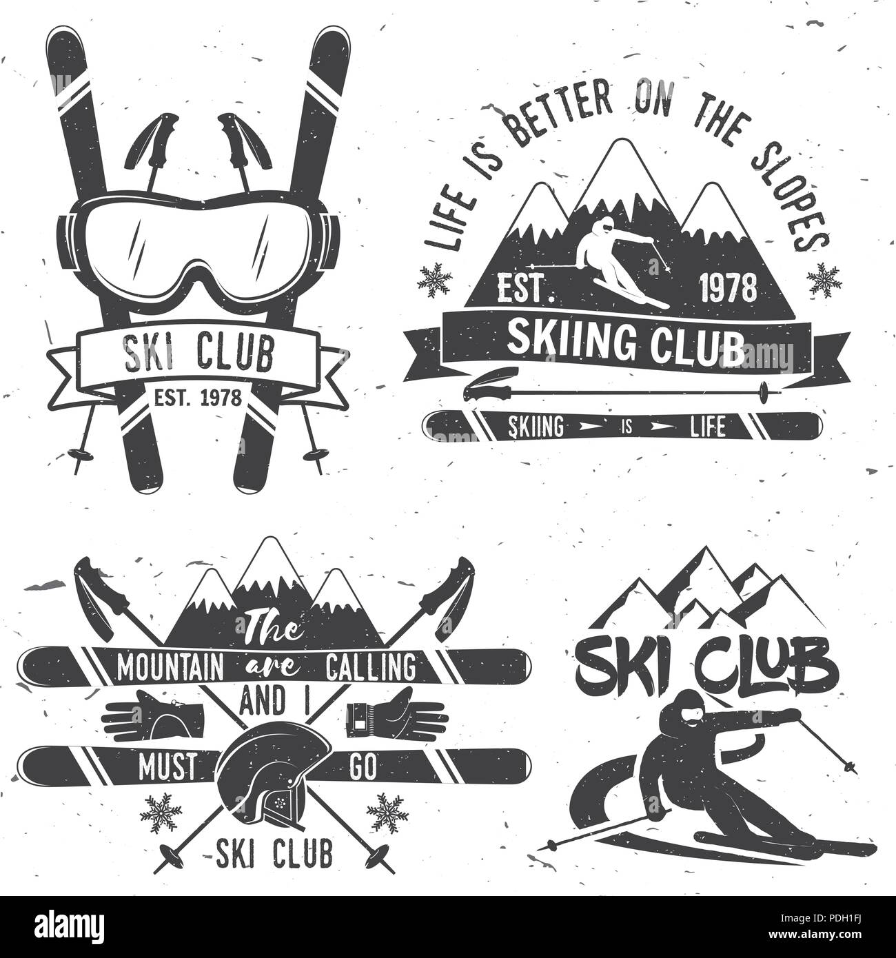 Ski Club concept. Ski Club vecteur retro badge. Concept pour chemise, imprimer, sceau ou cachet. Les montagnes sont l'appel et je doit aller au slogan. Typographie design- Illustration de Vecteur
