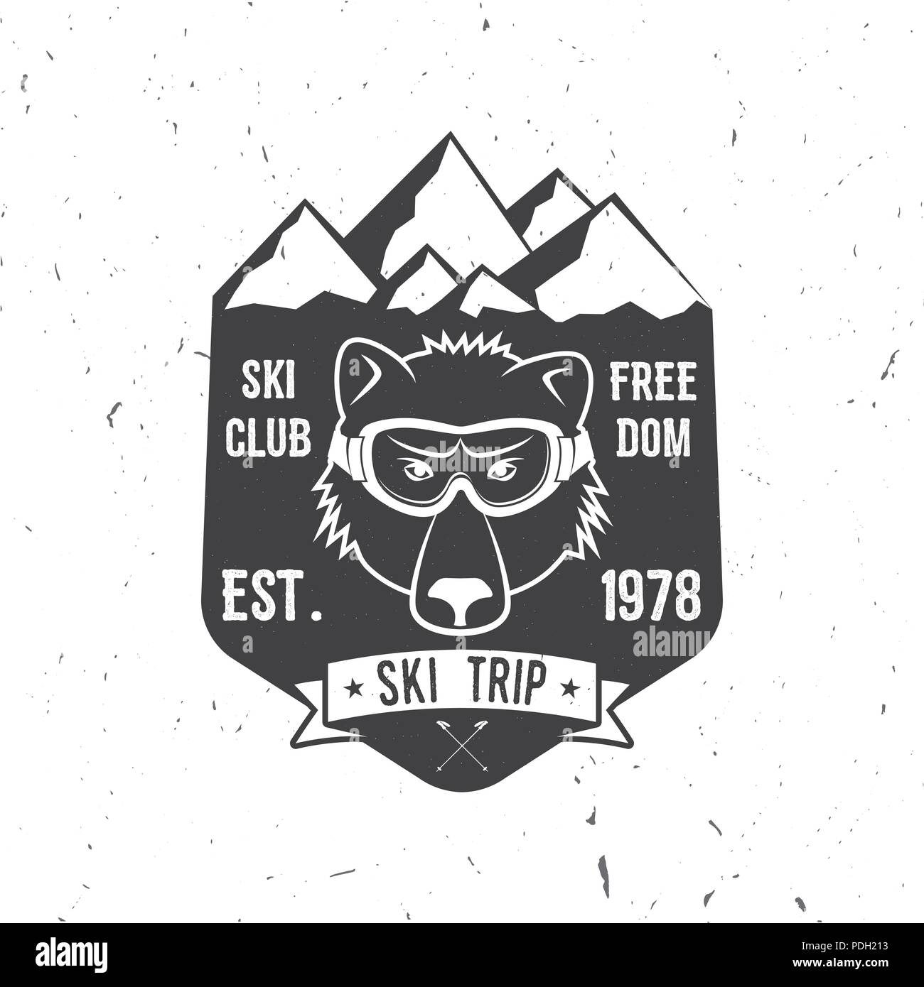 Ski Club concept avec l'ours. Ski Club vecteur retro badge. Concept pour chemise, imprimer, sceau ou cachet. Ski Club - ours sauvage. Typographie design- stock vecto Illustration de Vecteur