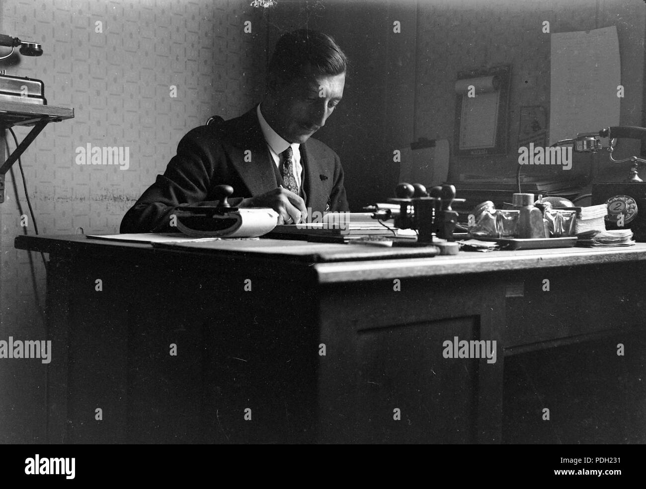 Bureau 246, bureau, téléphone, buvard, seal Fortepan 8190 Banque D'Images
