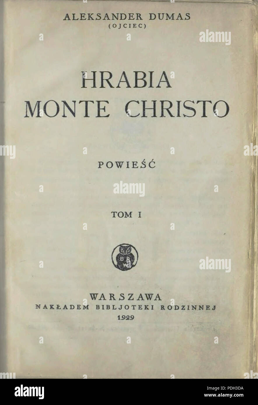 261 PL Aleksander Dumas - Hrabia Monte Christo 01 tytułowa stron Banque D'Images