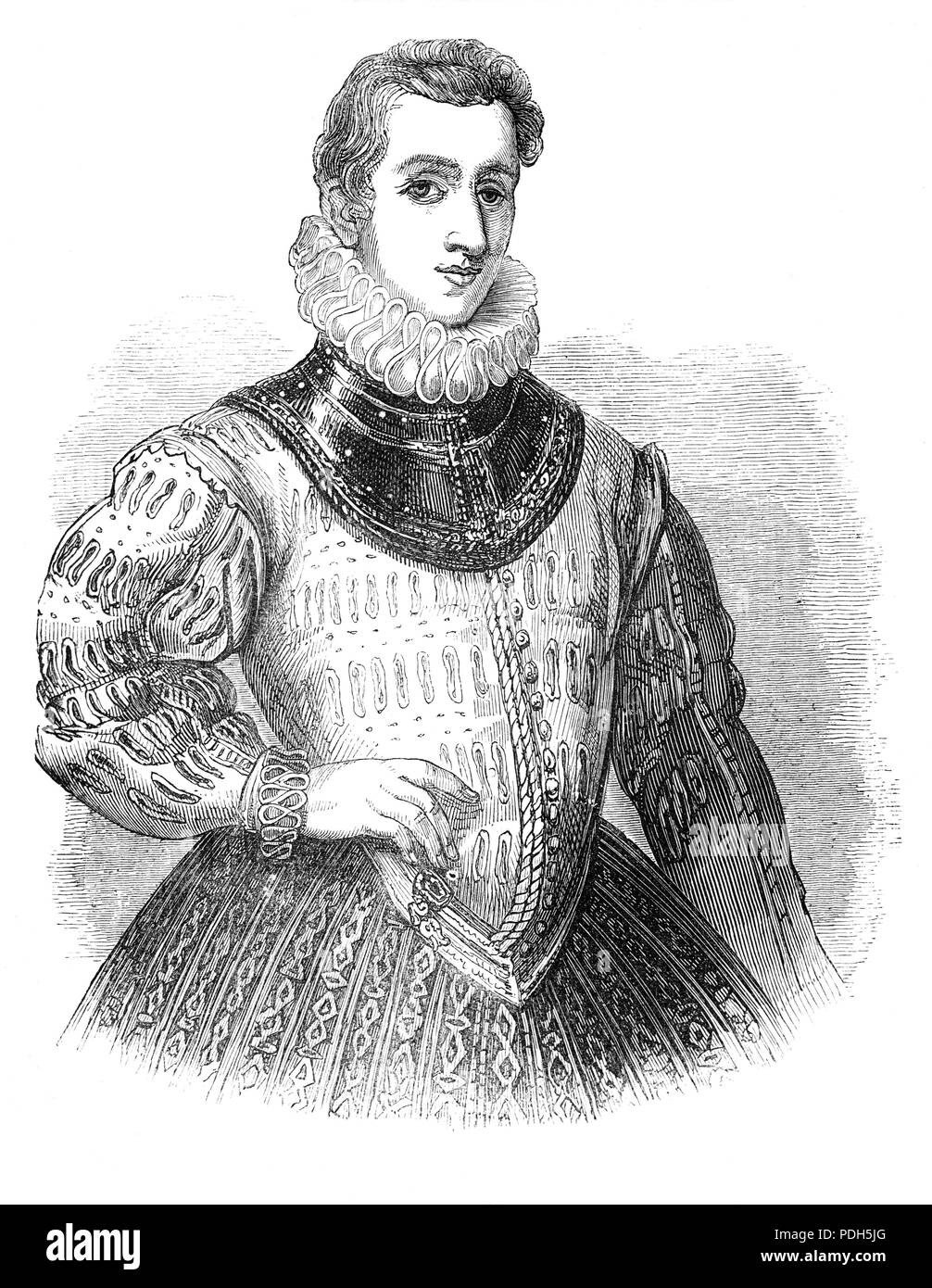 Sir Philip Sidney (1554-1586) était un poète anglais, courtisan, érudit et soldat, dans les mémoires comme l'une des figures les plus importantes de l'âge élisabéthain. Ses œuvres comprennent Astrophel et Stella, la défense de la poésie (également connu sous le nom de la défense de la poésie ou des excuses pour la poésie), et la Comtesse de Pembroke's Arcadia. Aux Pays-Bas, il a toujours demandé avec audace sur son supérieur, son oncle, le comte de Leicester. Au cours de la bataille de Zutphen en 1586, il a été blessé à la cuisse et est mort de la gangrène 26 jours plus tard, à l'âge de 31 ans. Banque D'Images
