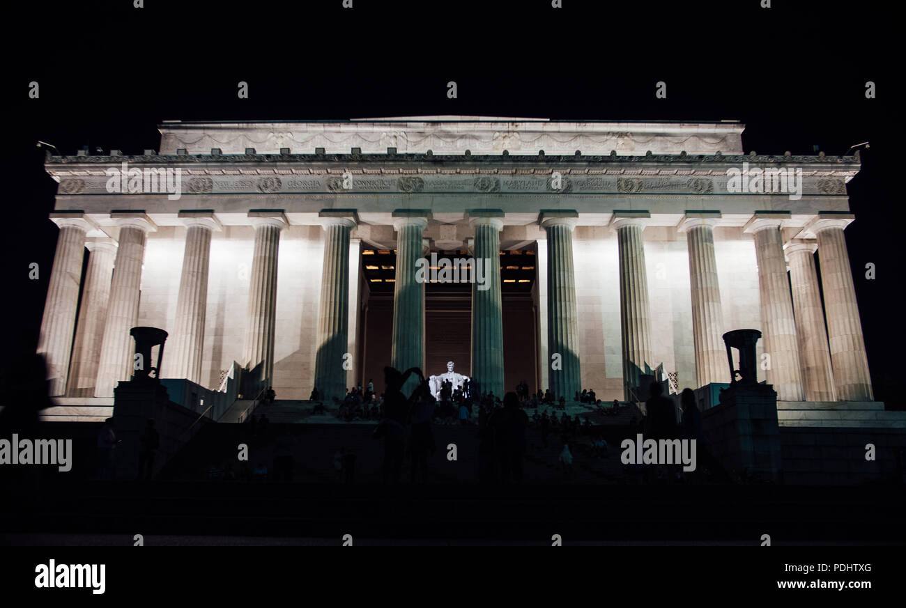 Lincoln Memorial La Nuit Banque D'Images