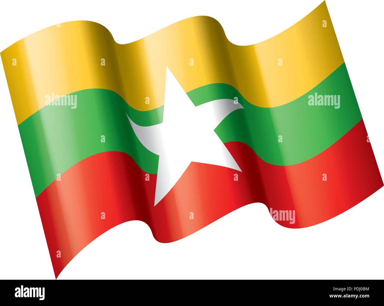 Drapeau du Myanmar, vector illustration sur fond blanc Illustration de Vecteur