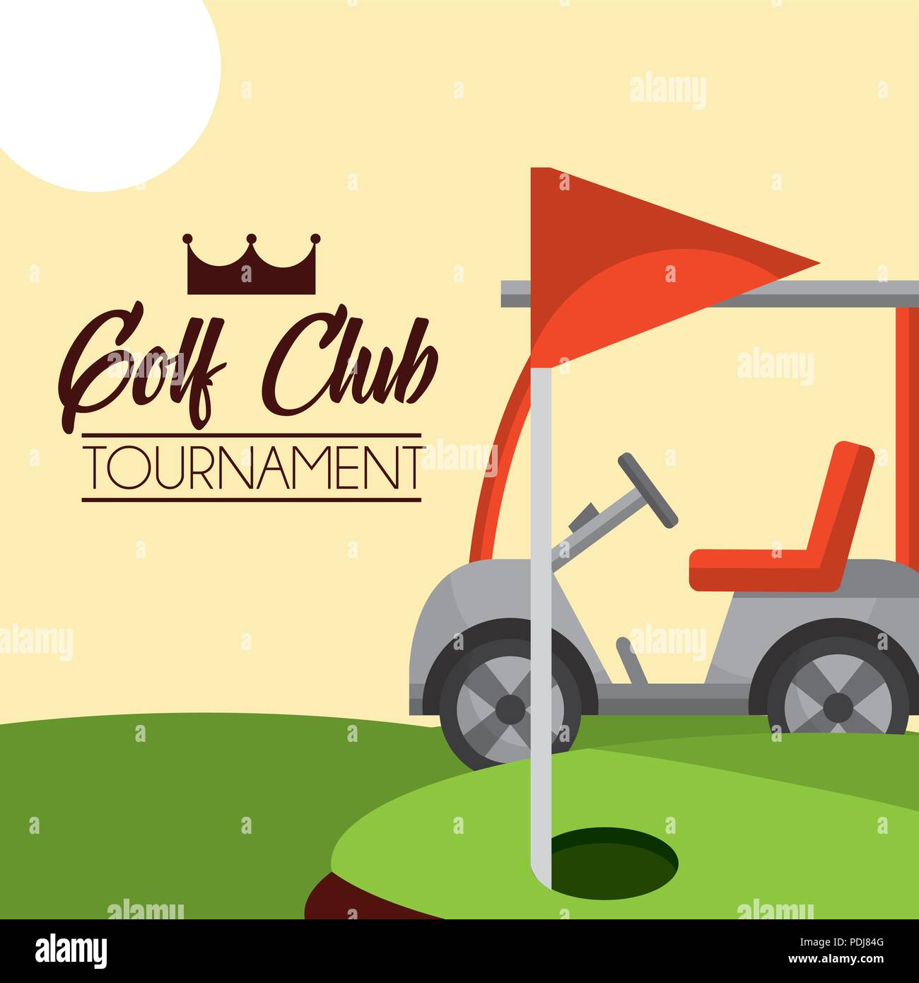 Club de golf tournament drapeau rouge sur le cours Illustration de Vecteur