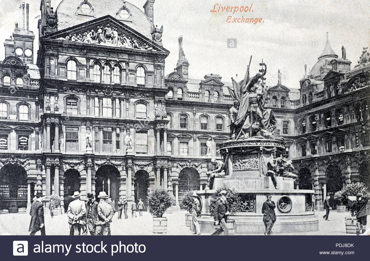 Liverpool change, vintage carte postale de 1906 Banque D'Images