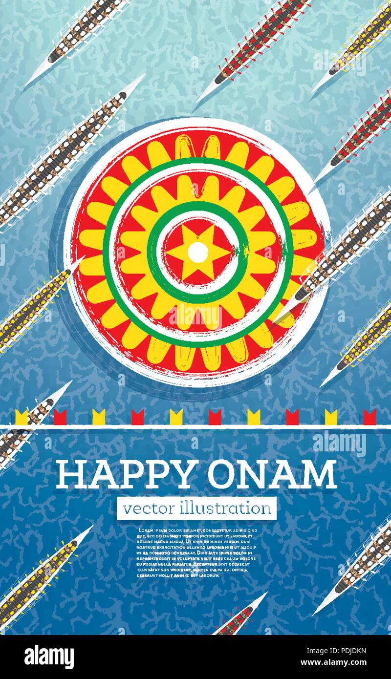 Onam Boat Festival Arrière-plan. L'Inde du Sud Kerala Festival. Vector Illustration. Illustration de Vecteur