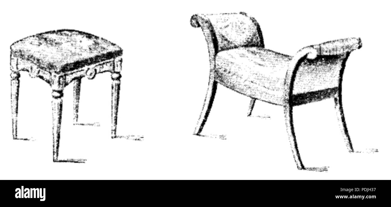 353 Taburetr gustaviansk Karl-Johansstil j stil och, Nordisk familjebok Banque D'Images