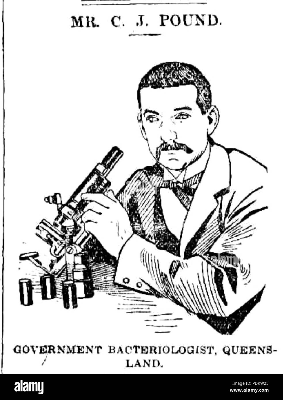 29 C. J. Pound, Bactériologiste, Gouvernement du Queensland, ca 1897 Banque D'Images