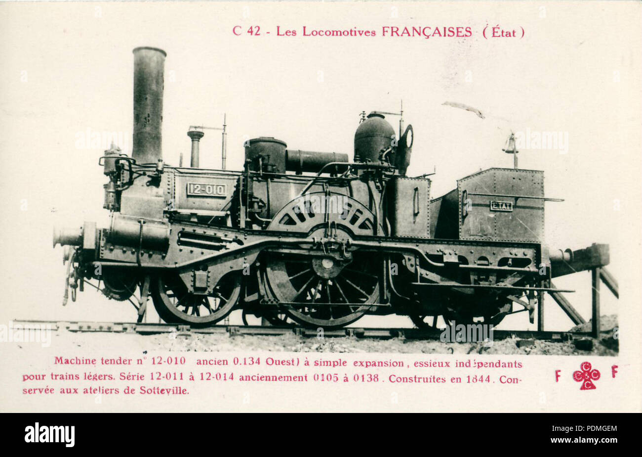 97 FF CCCC C42 - Les locomotives françaises (Etat) - Machine offres n°12,010 0,134 ancien Ouest Banque D'Images