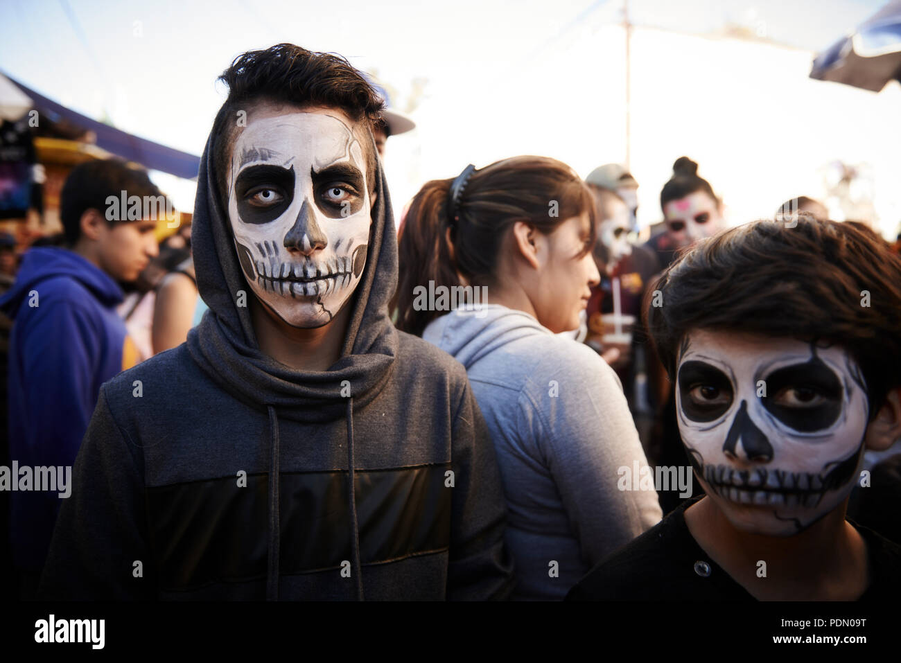 El Dia de Los Muertos. Jour des morts célébrations au Mexique à la paroisse de San Andres apôtre, Mixquic. Banque D'Images