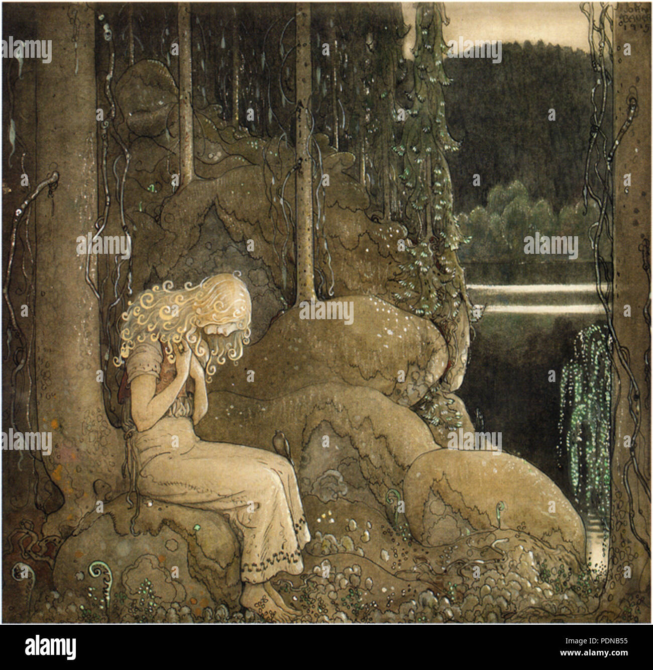 31 Princessa i skogen par John Bauer 1915 Banque D'Images